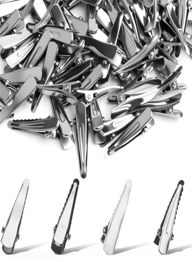 Notoke 100-Pack 30mm Small Silver Alligator Clips for Hair, Crafts - Metal Crocodile Clips Hair Pins, Teeth Bows, Hair Clip Holders for Arts & Crafts, Hair Accessories - Image 1